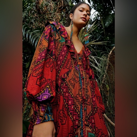 Farm Rio Yawanawa Stripes Ankle Dress - Picture 6 of 10